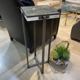 Rustic Industrial w/ Distressed Mirrored Top SIDE TABLE 13.5Wx31.5H