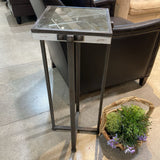Rustic Industrial w/ Distressed Mirrored Top SIDE TABLE 13.5Wx31.5H