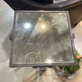 Rustic Industrial w/ Distressed Mirrored Top SIDE TABLE 13.5Wx31.5H