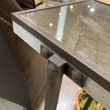 Rustic Industrial w/ Distressed Mirrored Top SIDE TABLE 13.5Wx31.5H