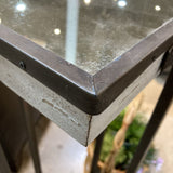 Rustic Industrial w/ Distressed Mirrored Top SIDE TABLE 13.5Wx31.5H