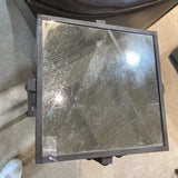Rustic Industrial w/ Distressed Mirrored Top SIDE TABLE 13.5Wx31.5H