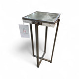 Rustic Industrial w/ Distressed Mirrored Top SIDE TABLE 13.5Wx28.5H