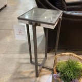 Rustic Industrial w/ Distressed Mirrored Top SIDE TABLE 13.5Wx28.5H