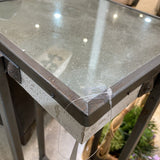 Rustic Industrial w/ Distressed Mirrored Top SIDE TABLE 13.5Wx28.5H