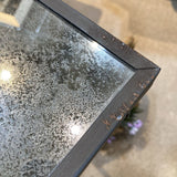 Rustic Industrial w/ Distressed Mirrored Top SIDE TABLE 13.5Wx28.5H