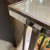 Rustic Industrial w/ Distressed Mirrored Top SIDE TABLE 13.5Wx28.5H