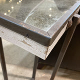 Rustic Industrial w/ Distressed Mirrored Top SIDE TABLE 13.5Wx28.5H