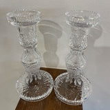 Waterford 2pc Set Crystal Cross Cut Candle Holders ACCESSORIES 4Wx7.5H