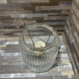 Ribbed Glass Tealight Lantern w/ Metal Handle ACCESSORIES 5d6h