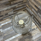 Ribbed Glass Tealight Lantern w/ Metal Handle ACCESSORIES 5d6h