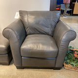 Natuzzi China Leather Armchair w/ Ottoman LOUNGE CHAIRS Gray 42w36d34h