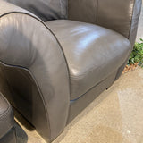 Natuzzi China Leather Armchair w/ Ottoman LOUNGE CHAIRS Gray 42w36d34h