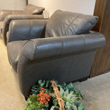 Natuzzi China Leather Armchair w/ Ottoman LOUNGE CHAIRS Gray 42w36d34h