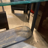 Industrial Oval 2-Tier Glass Top CONSOLE TABLE 52Wx20Dx28H