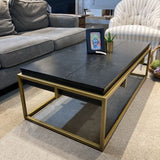 Article Oscuro Wood & Brass COFFEE/COCKTAIL TABLE 48w24d16h