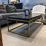 Article Oscuro Wood & Brass COFFEE/COCKTAIL TABLE 48w24d16h