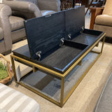 Article Oscuro Wood & Brass COFFEE/COCKTAIL TABLE 48w24d16h