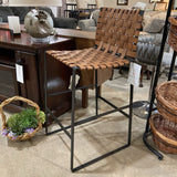 Howard Elliott Collection Woven Leather Bar Height BAR/COUNTER STOOL 18w18d40h