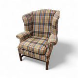 Fine Custom Fireside Plaid Wingback CHAIR 35w26d43h