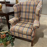 Fine Custom Fireside Plaid Wingback CHAIR 35w26d43h