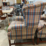 Fine Custom Fireside Plaid Wingback CHAIR 35w26d43h