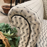 Custom Upholstered Chippendale Camelback SOFA Black / Off White 74Wx29Dx38H