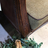 Thomasville Sorrento Single Seat Leather & Wood Frame w/ Ottoman & Pillows SOFA 90Wx36Dx40H