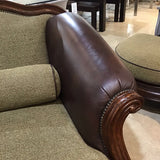 Thomasville Sorrento Leather & Wood Framed w/ Pillows CHAIR 43Wx39Dx38H