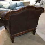 Thomasville Sorrento Leather & Wood Framed w/ Pillows CHAIR 43Wx39Dx38H