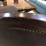 Thomasville Sorrento Leather & Wood Framed w/ Pillows CHAIR 43Wx39Dx38H