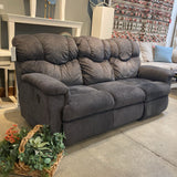 Microfiber 3-Seat Manual Reclining SOFA Blue 84Wx38Dx41H