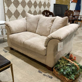Suede Two-Seat LOVE SEAT Beige 68w36d36h