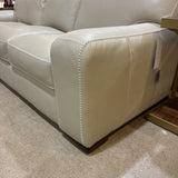 Top Grain Leather Chunky Stitch 3-Seat SOFA Stone 90Wx36Dx33H