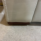 Top Grain Leather Chunky Stitch 3-Seat SOFA Stone 90Wx36Dx33H