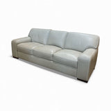 Top Grain Leather Chunky Stitch 3-Seat SOFA Stone 90Wx36Dx33H