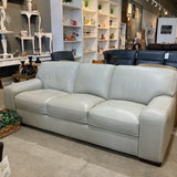 Top Grain Leather Chunky Stitch 3-Seat SOFA Stone 90Wx36Dx33H