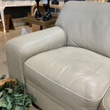 Top Grain Leather Chunky Stitch 3-Seat SOFA Stone 90Wx36Dx33H