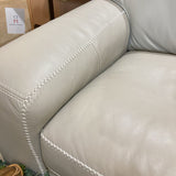 Top Grain Leather Chunky Stitch 3-Seat SOFA Stone 90Wx36Dx33H
