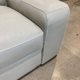 Top Grain Leather Chunky Stitch 3-Seat SOFA Stone 90Wx36Dx33H