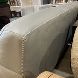 Top Grain Leather Chunky Stitch 3-Seat SOFA Stone 90Wx36Dx33H