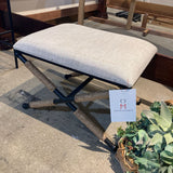 Linen Top X-Base with Natural Twine Accents BENCH 24Wx18Dx17H