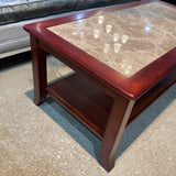 Cherry Finish Wood w/ Faux Stone Insert Top COFFEE/COCKTAIL TABLE 44w22d18h
