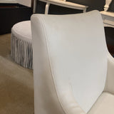 Leather Armchair CHAIR Ivory/Black 26w24d35h