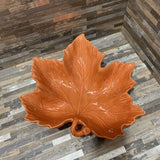 Ceramic Leaf Platter ACCESSORIES Orange 12w12d3h