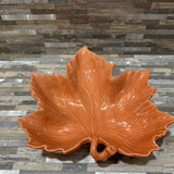 Ceramic Leaf Platter ACCESSORIES Orange 12w12d3h