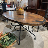 Arhaus Arabesque Hammered Iron & Copper Oval DINING TABLE 77w45d30h