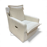 Oilo Studio Sheepskin Swivel Nursery Recliner RECLINERS Cloud White 30w36d39h