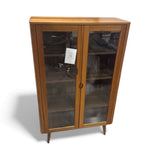 MCM Wood & Glass Two-Door Display CABINET 37.5w15.5d59h