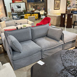CABA Design Metal Framed w/ Woven Upholserty & Ottoman LOVE SEAT Grey 71Wx36Dx27H to frame, not top of pillow